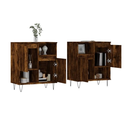 vidaXL Servante, 2 buc., stejar afumat, lemn prelucrat