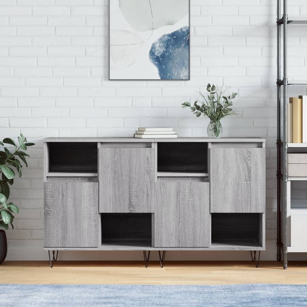 vidaXL Sideboards 2 Stk. Grau Sonoma Holzwerkstoff