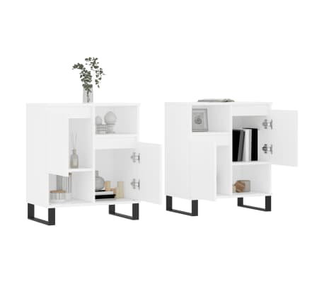 vidaXL Servante, 2 piese, alb, lemn prelucrat