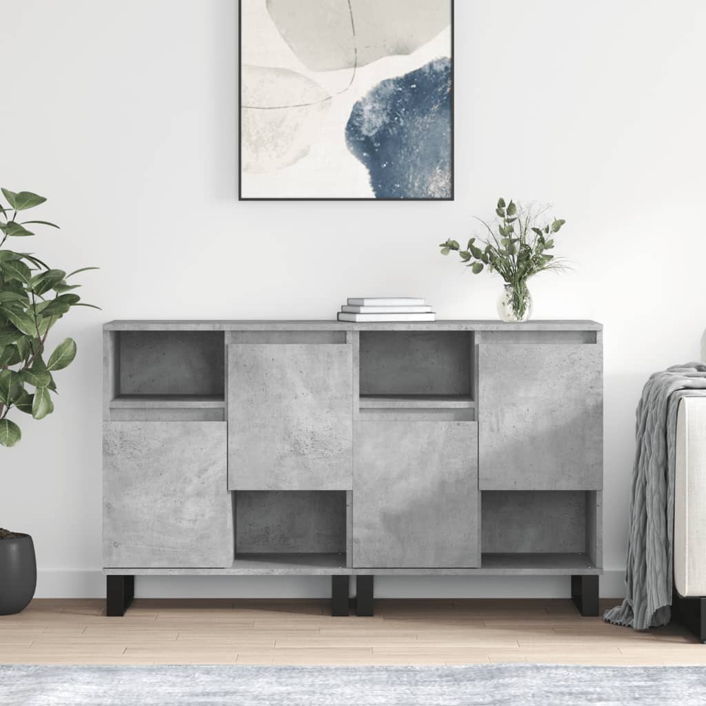 vidaXL Aparadores 2 pcs derivados de madeira cinzento cimento