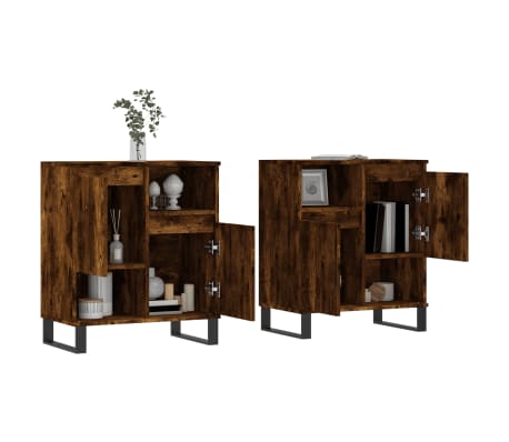 vidaXL Servante, 2 buc., stejar afumat, lemn prelucrat