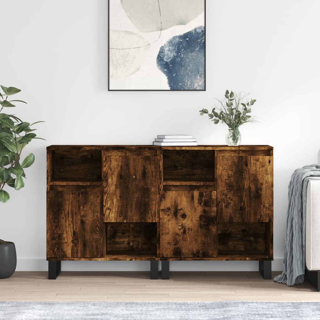 vidaXL Sideboards 2 Stk. Räuchereiche Holzwerkstoff