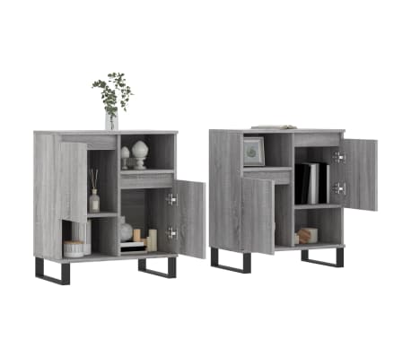 vidaXL Servante, 2 buc., sonoma gri, lemn prelucrat