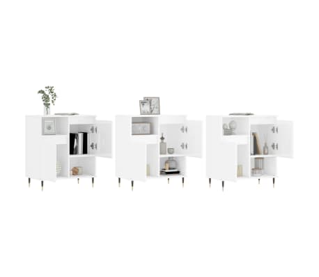 vidaXL Сайдборди, 3 бр, бял гланц, инженерно дърво