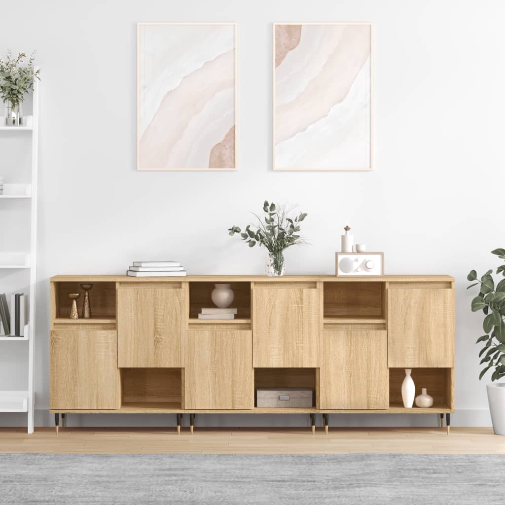 vidaXL Sideboards 3 Stk. Sonoma-Eiche Holzwerkstoff