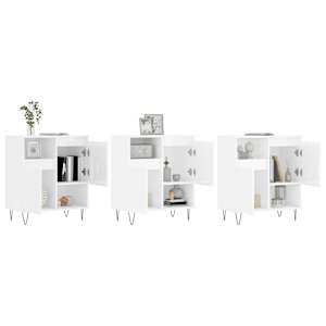 vidaXL Skenkir 3 stk. H&aacute;glans Hv&iacute;tur Samsettur Vi&eth;ur