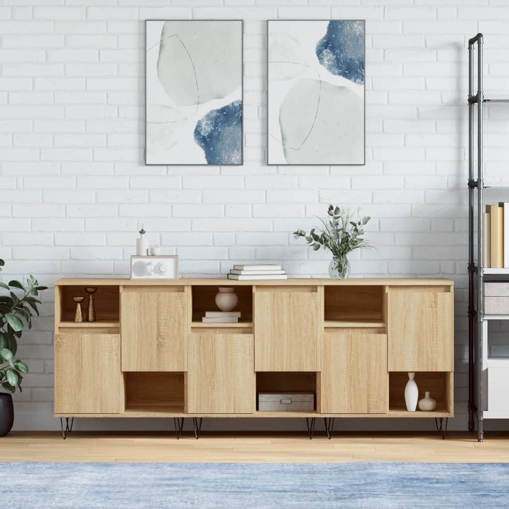 vidaXL Sideboards 3 Stk. Sonoma-Eiche Holzwerkstoff