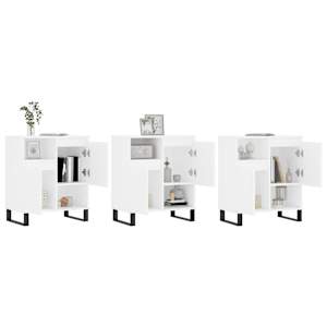 vidaXL Skenkir 3 stk. Hv&iacute;tir Samsettur Vi&eth;ur