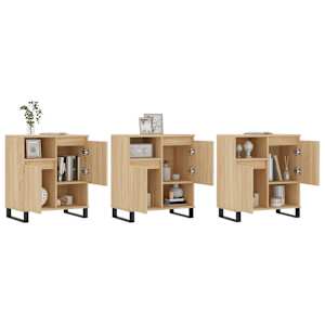 vidaXL Servante, 3 piese, stejar sonoma, lemn prelucrat