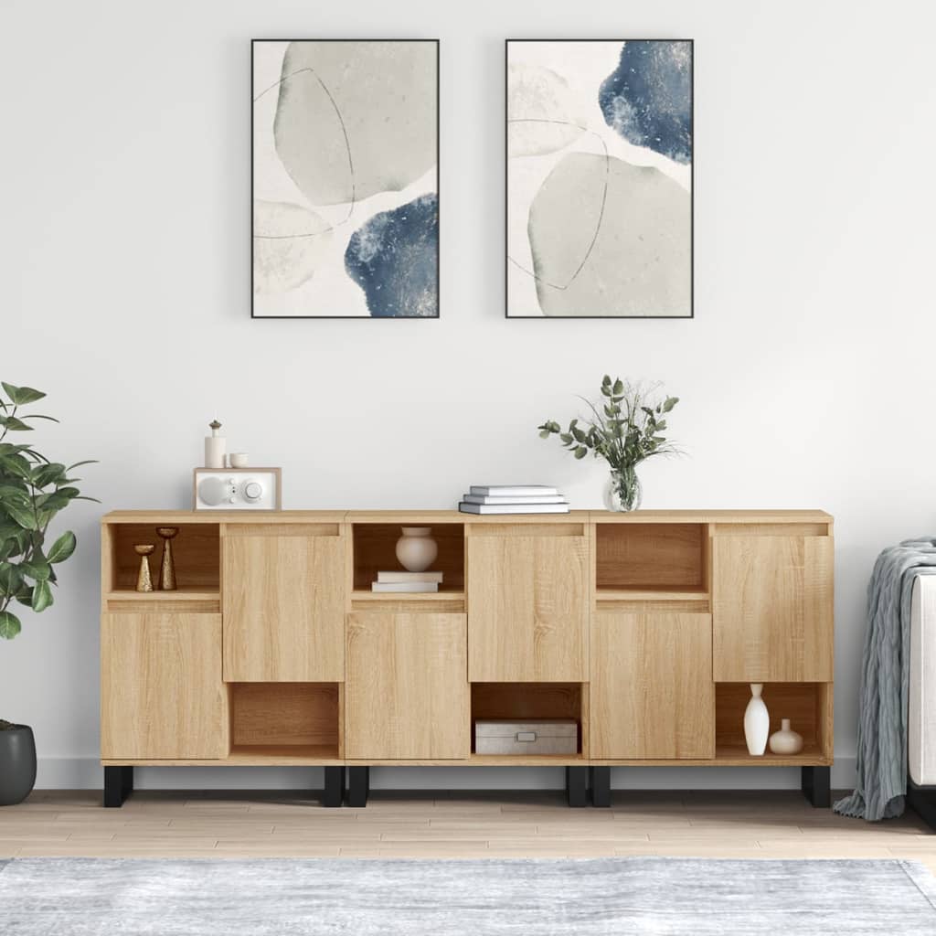 Sideboards 3 Stk. Sonoma-Eiche Holzwerkstoff