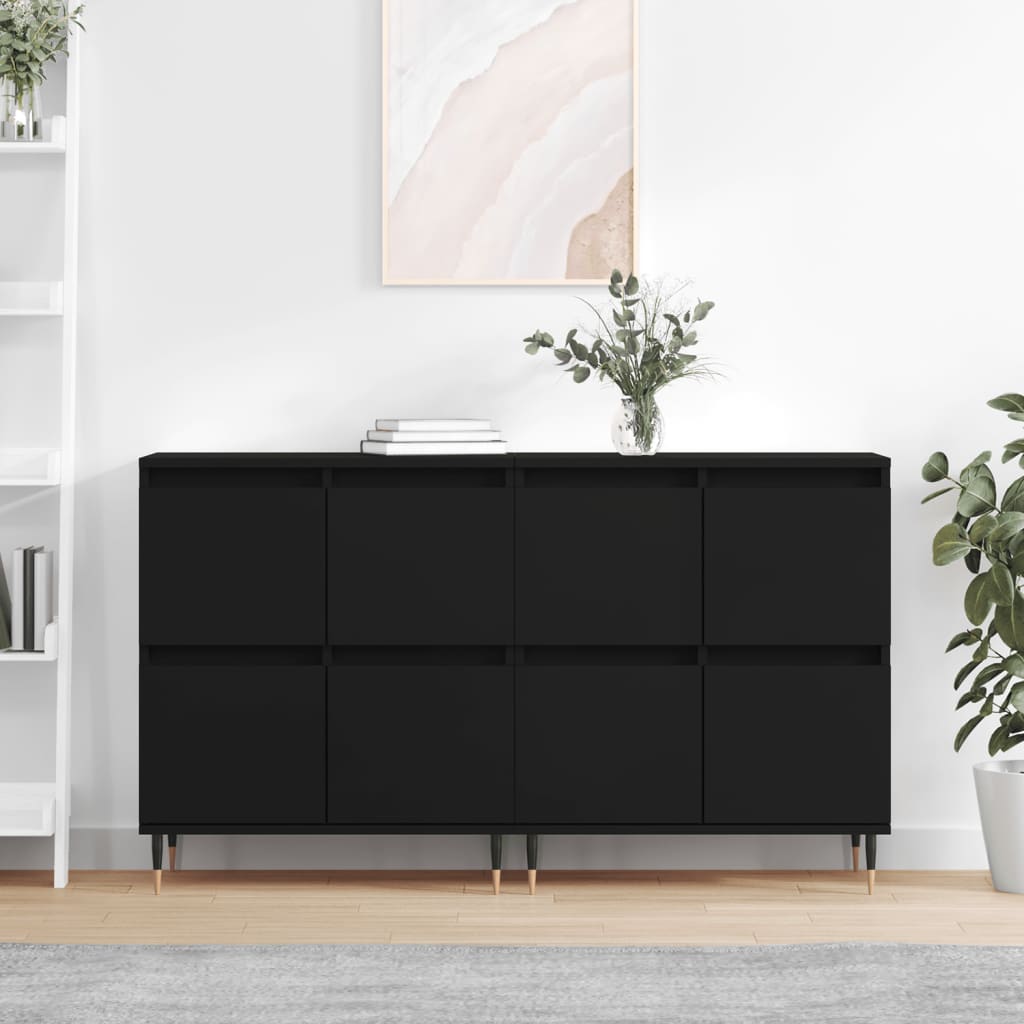 Sideboards 2 Stk. Schwarz Holzwerkstoff