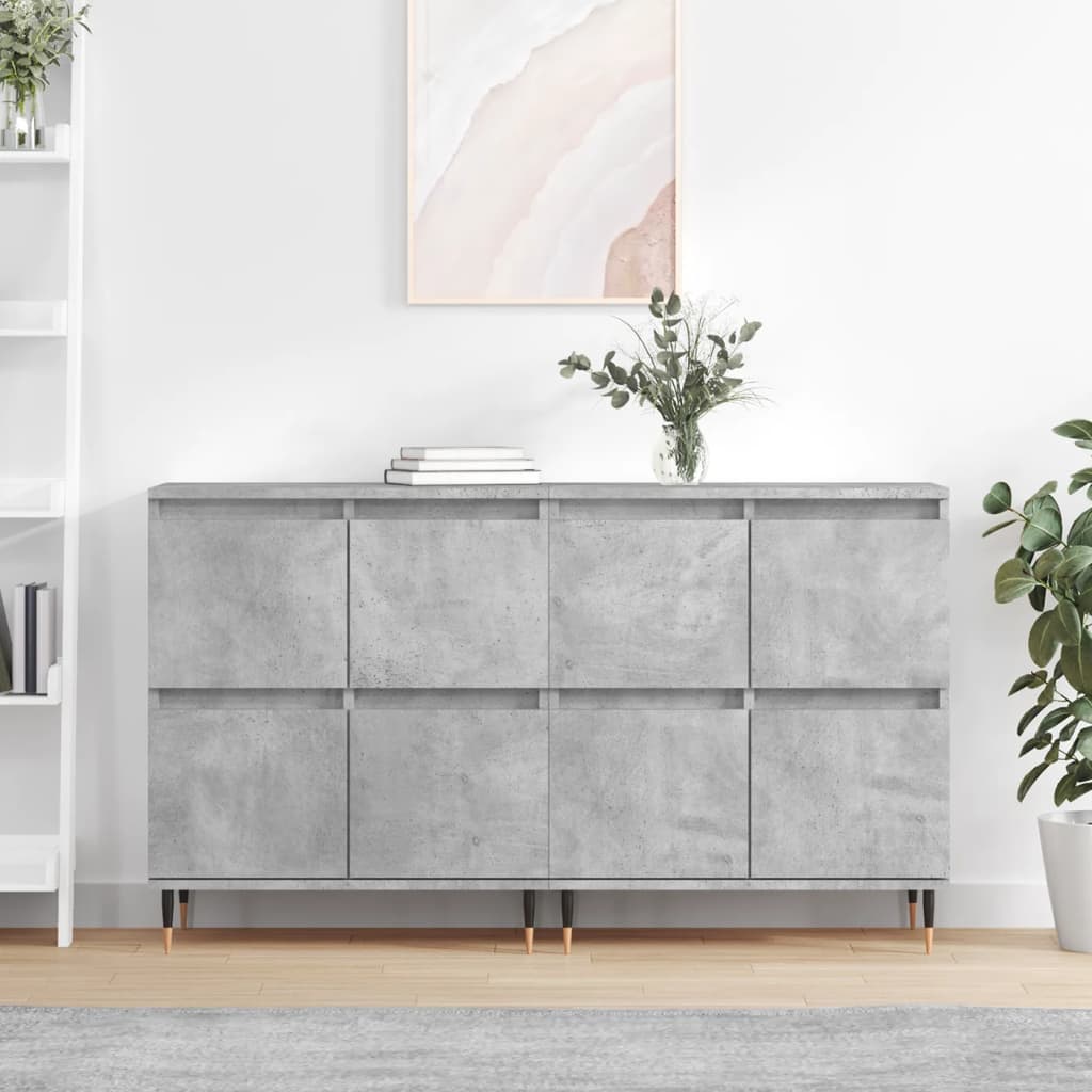 vidaXL Sideboards 2 Stk. Betongrau Holzwerkstoff