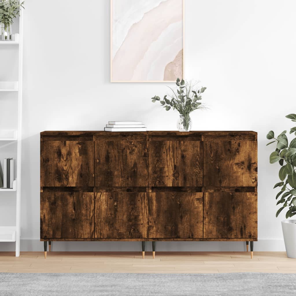 vidaXL Sideboards 2 Stk. Räuchereiche Holzwerkstoff