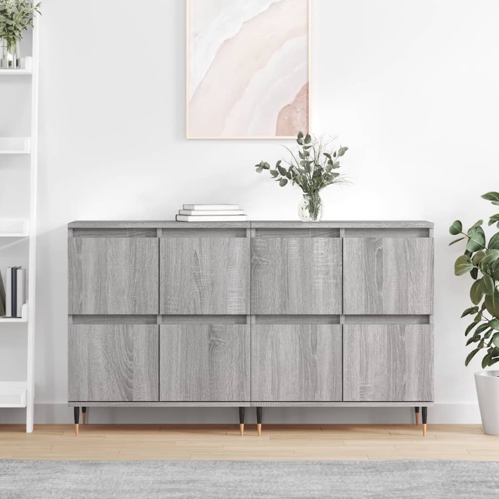 vidaXL Sideboards 2 Stk. Grau Sonoma Holzwerkstoff