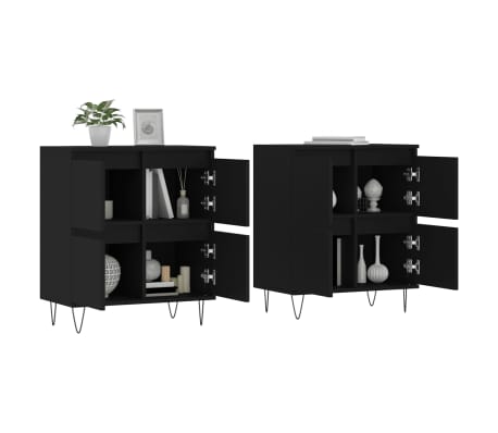 vidaXL Servante, 2 piese, negru, lemn prelucrat