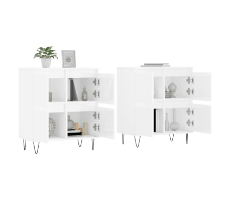 vidaXL sk&aelig;nke 2 stk. konstrueret tr&aelig; hvid h&oslash;jglans