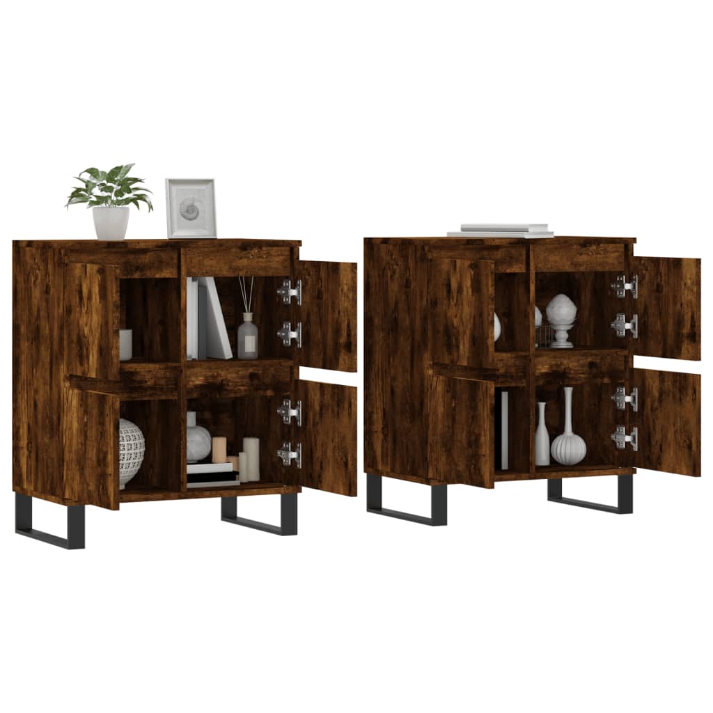 Thumbnail - vidaXL Sideboards 2 Stk. Räuchereiche Holzwerkstoff