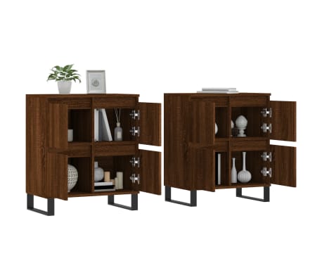 vidaXL Dressoirs 2 st bewerkt hout bruin eikenkleur