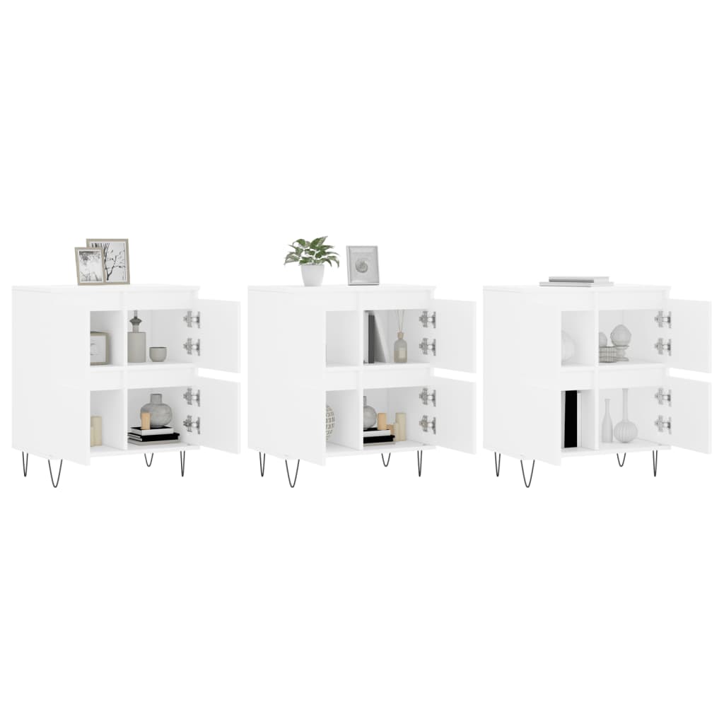 vidaXL Servante, 3 piese, alb, lemn prelucrat