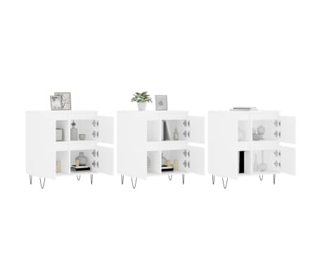 vidaXL Komode bijela 3 kom od konstruiranog drva