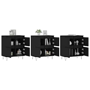 vidaXL Sideboards 3 Stk. Schwarz Holzwerkstoff