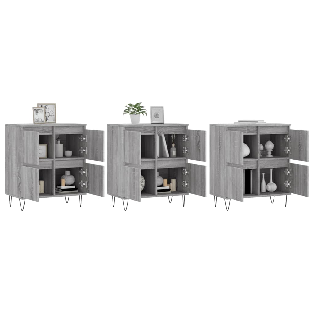 Thumbnail - vidaXL Sideboards 3 Stk. Grau Sonoma Holzwerkstoff