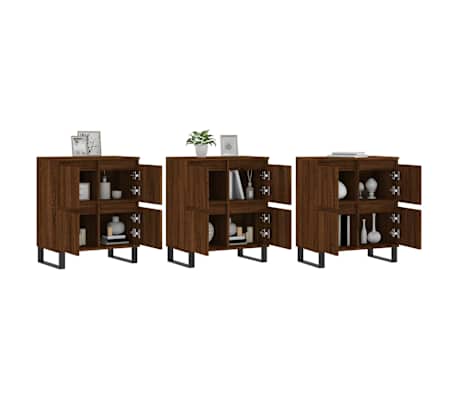vidaXL Dressoirs 3 st bewerkt hout bruin eikenkleur