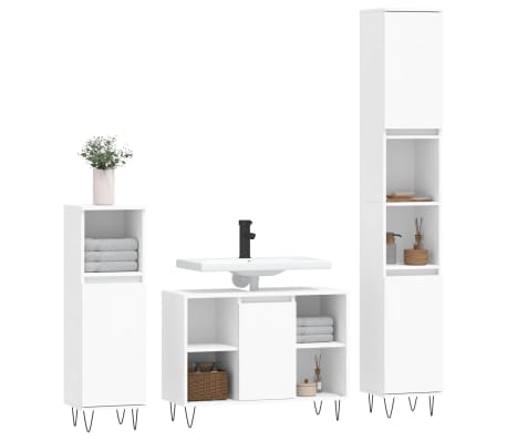 vidaXL Ensemble de meubles salle de bain 3 pcs blanc bois d'ing&eacute;nierie
