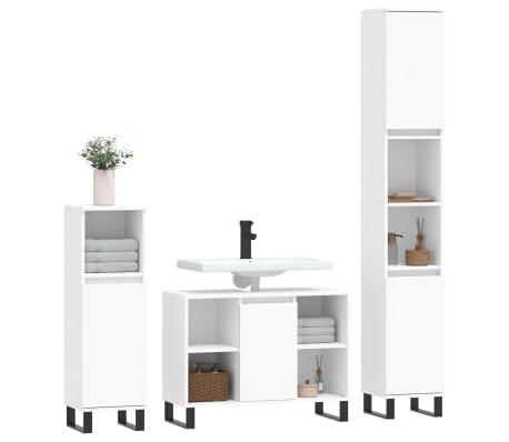 vidaXL Ensemble de meubles salle de bain 3 pcs blanc bois d'ing&eacute;nierie