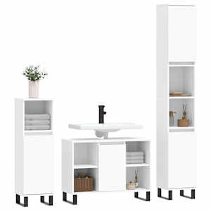 vidaXL Ensemble de meubles salle de bain 3 pcs blanc bois d'ing&eacute;nierie