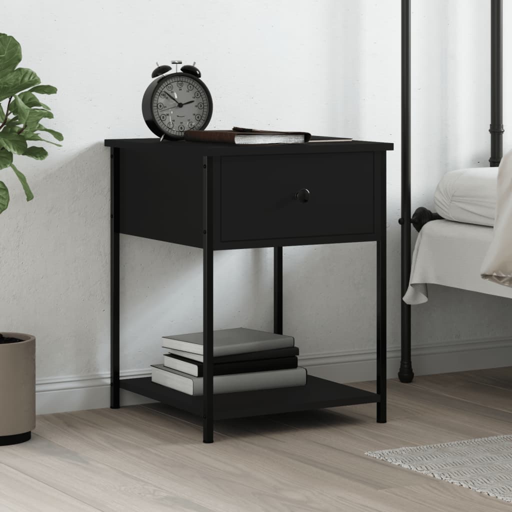 Bedside tables black store and wood