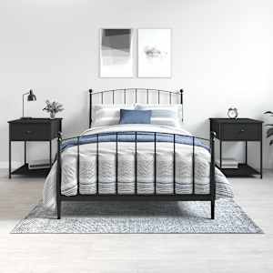 Nočna omarica 2 kosa črna 44x45x58 cm inženirski les