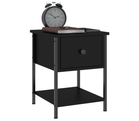 vidaXL Table de chevet noir 34x35,5x45 cm bois d&rsquo;ing&eacute;nierie