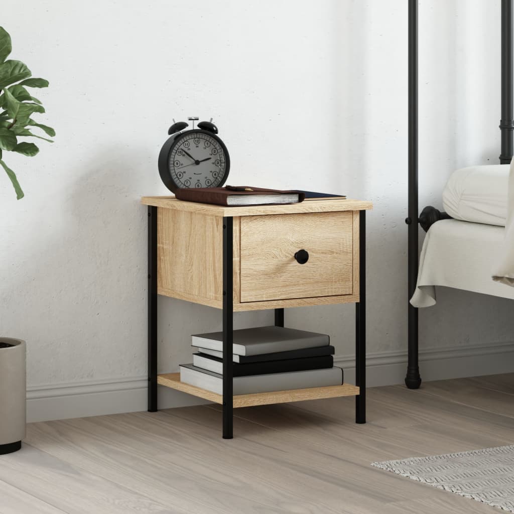 vidaXL Sängbord sonoma-ek 34x35,5x45 cm konstruerat trä
