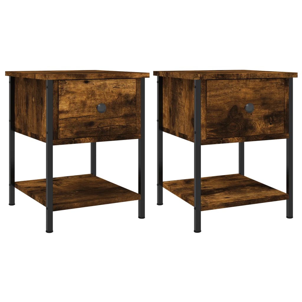 vidaXL Nachtkastjes 2 st 34x35,5x45 cm bewerkt hout gerookt eikenkleur