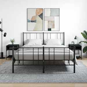 Nočna mizica 2 kosa črna 40x41x50 cm inženirski les