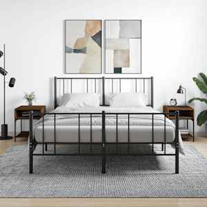 Nočna mizica 2 kosa rjavi hrast 40x41x50 cm inženirski les