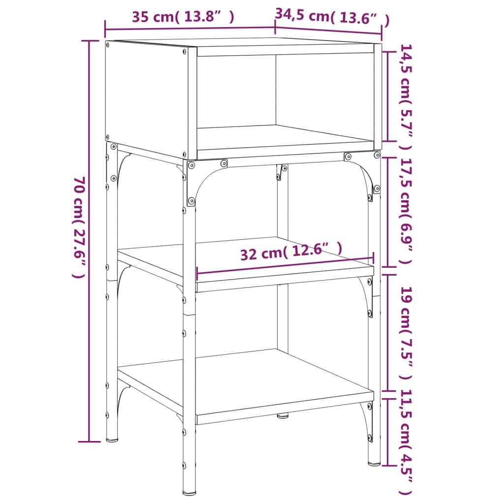 Elegancka szafka nocna - 35x34,5x70 cm, dąb