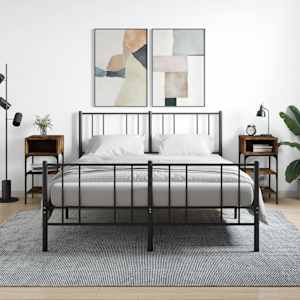 Nočna mizica 2 kosa dimljeni hrast 35x34,5x70 cm inženirski les