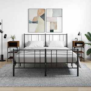 Nočna omarica 2 kosa rjav hrast 35x34,5x70 cm inženirski les