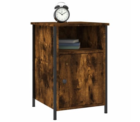 vidaXL Bedside Cabinet Smoked Oak Engineered wood 15.7x16.5x23.6 in