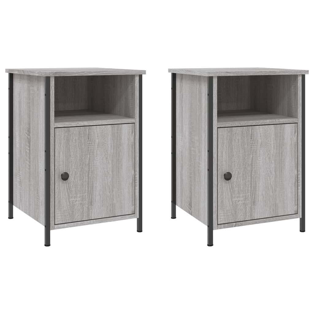 vidaXL Nachtkastjes 2 st 40x42x60 cm bewerkt hout grijs sonoma eiken, foto 3