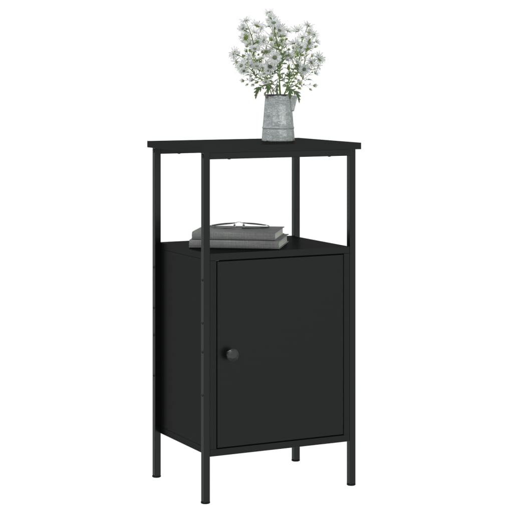vidaXL Noptiere, 2 buc., negru, 41x31x80 cm, lemn prelucrat