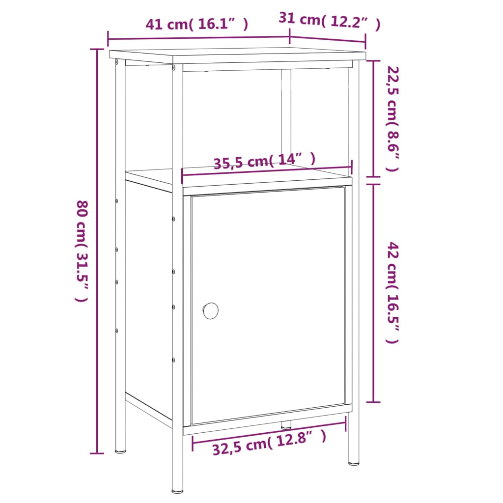 Bedside Table Nightstand Side Cabinet Storage Cabinet Engineered Wood vidaXL - Picture 7 of 17