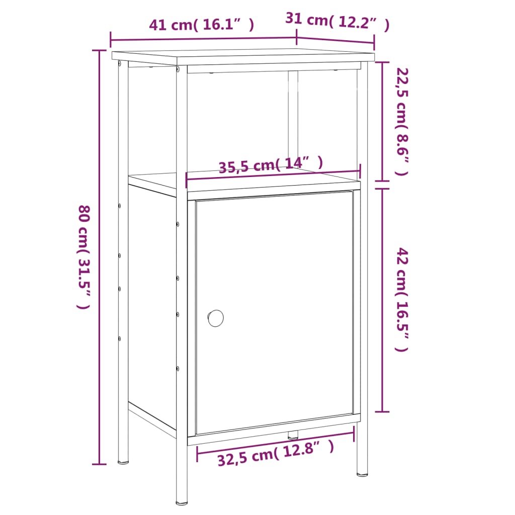 Bedside Table Nightstand Side Cabinet Storage Cabinet Engineered Wood vidaXL - Picture 17 of 17