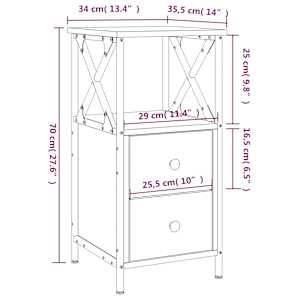 Nočna omarica 2 kosa sonoma hrast 34x35,5x70 cm inženirski les - slika 12