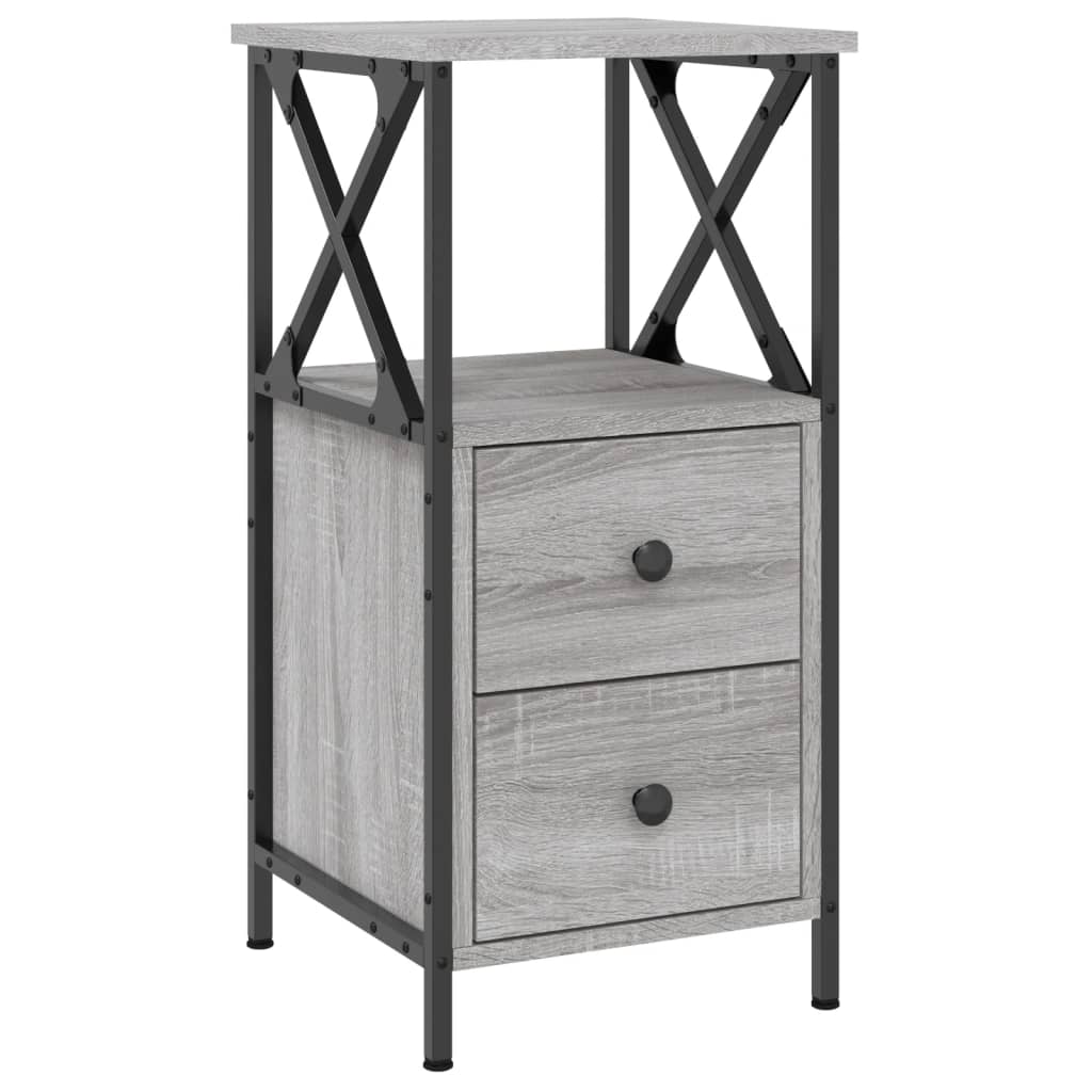 vidaXL Nachtkastjes 2 st 34x35,5x70 cm bewerkt hout grijs sonoma eiken afbeelding