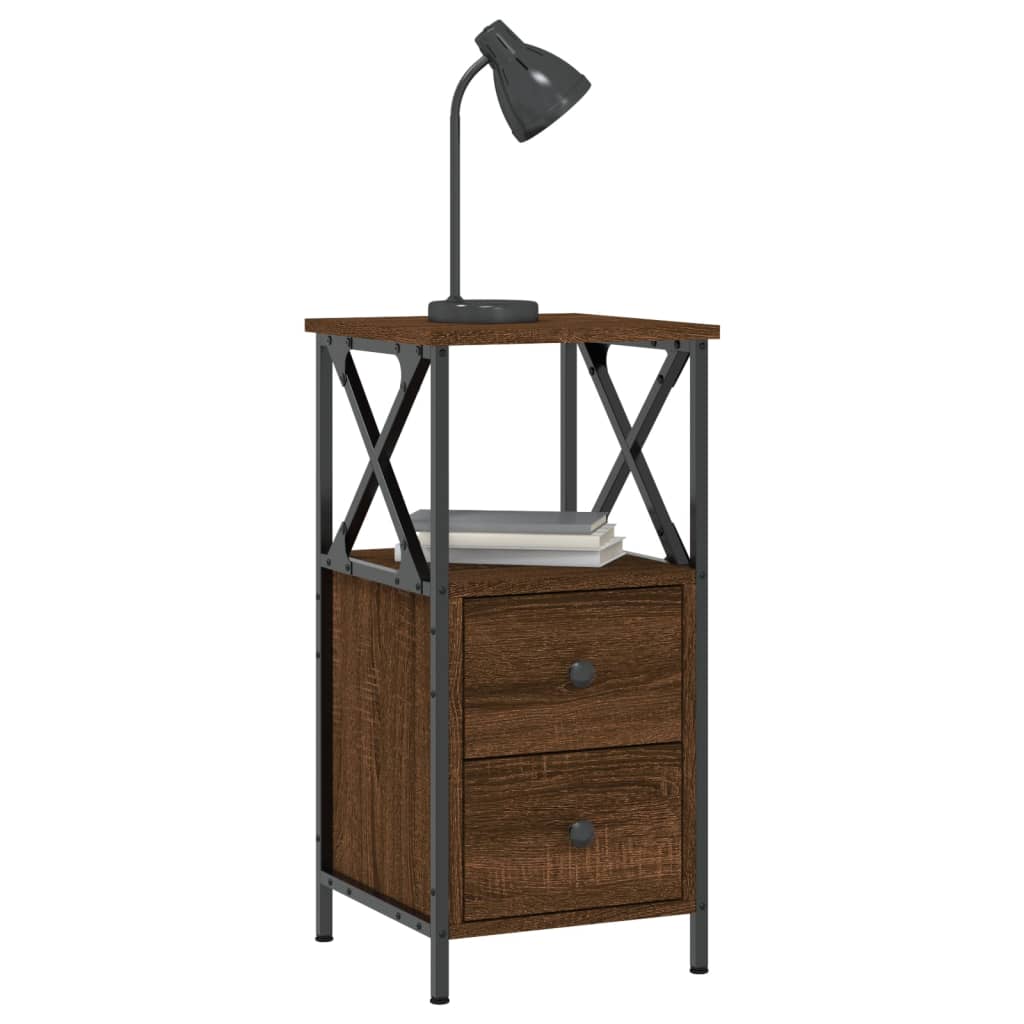 vidaXL Nachtkastje 34x35,5x70 cm bewerkt hout bruin eikenkleur afbeelding
