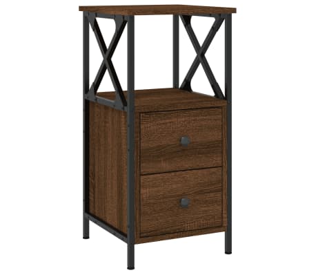 vidaXL Nachtkastjes 2 st 34x35,5x70 cm bewerkt hout bruin eikenkleur