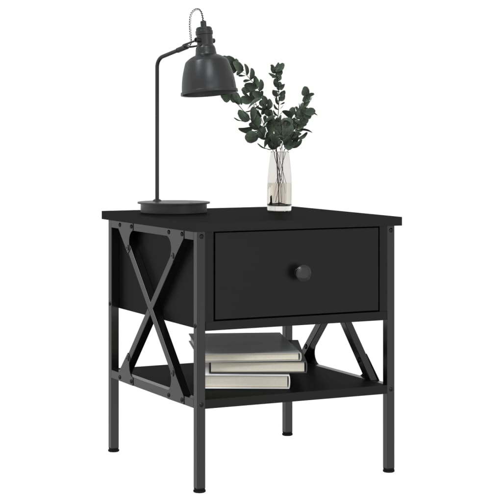vidaXL Nachtkastjes 2 st 40x42x45 cm bewerkt hout zwart afbeelding